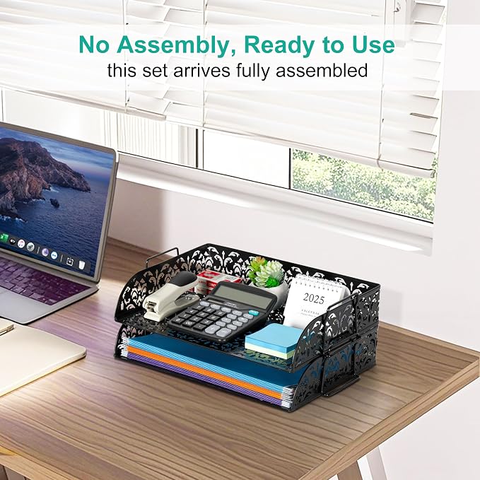 EasyPAG Paper Organizer for Desk 2 Tier Stackable Paper Tray for A4 Legal Size - Image 4