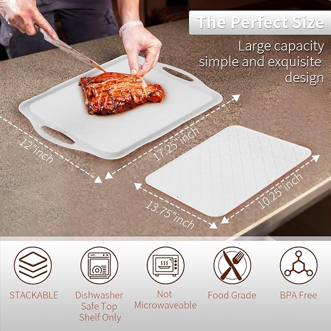 LEHAHA 17.25" x 12" Serving Trays Set of 2 White, Dinner Tray, Light Weight - Image 7