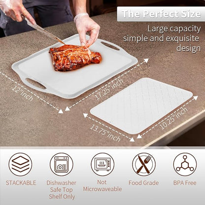 LEHAHA 17.25" x 12" Serving Trays Set of 2 White, Dinner Tray, Light Weight - Image 7