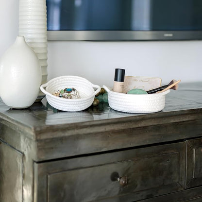 5-Piece Round Woven Cotton Rope Storage Baskets - Image 8