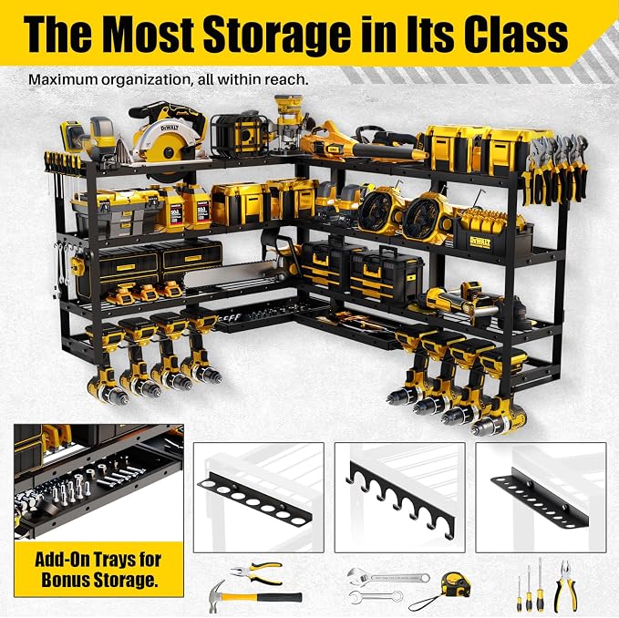XLarge 64''W Power Tool Organizer Wall Mount | Modular&Corner-Fit 820lbs Garage - Image 6