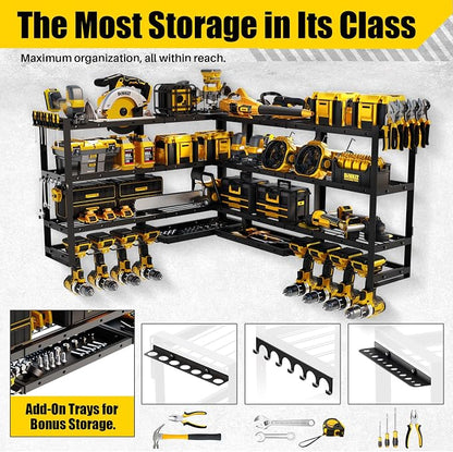 XLarge 64''W Power Tool Organizer Wall Mount | Modular&Corner-Fit 820lbs Garage - Image 6