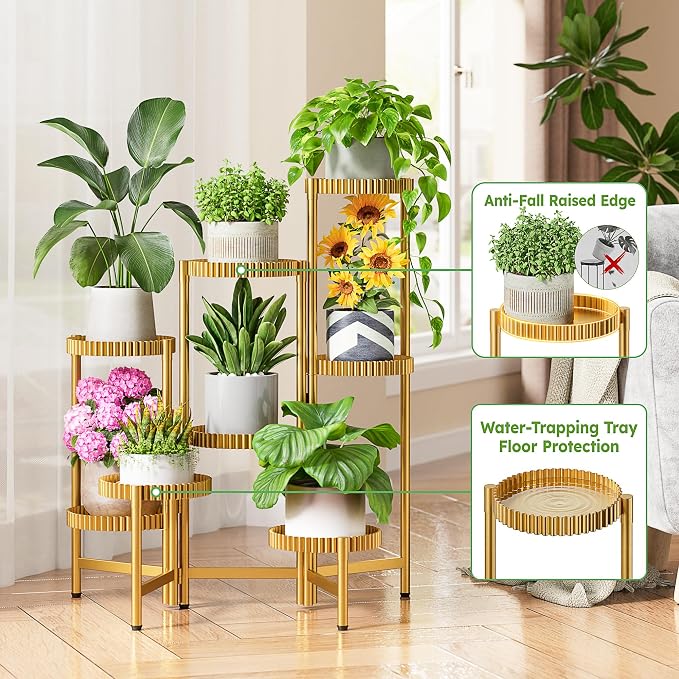Stand Plants, 8 Tier Metal Tiered Plant Stands Indoor, Corner Flodable Plant - Image 4