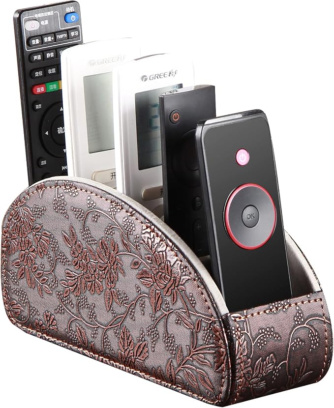 Leather Remote Control Holder, Universal TV Remote Organizer by Arniche