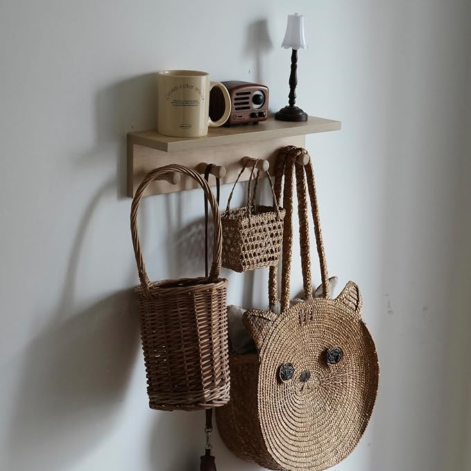 Entrance Coat Rack ，Coat Hooks, Wall-Mounted Wooden Hook Rack, Wall-Mounted - Image 5