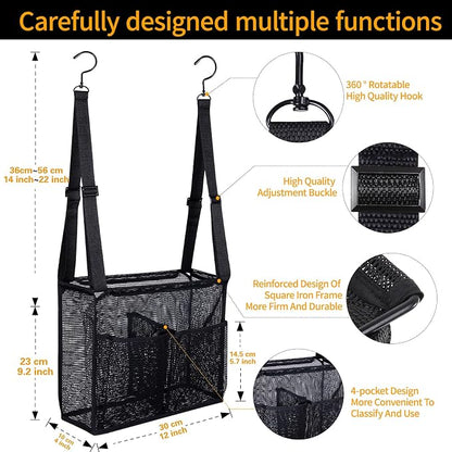 4 Storage Pockets Adjustable Hanging Mesh Bathroom Bag, Shower Caddy College - Image 3