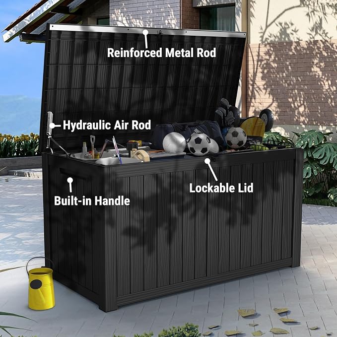 Mars Villa 180 Gallon Outdoor Storage Box, Large Resin Deck Box Waterproof - Image 7