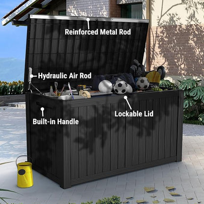 Mars Villa 180 Gallon Outdoor Storage Box, Large Resin Deck Box Waterproof - Image 7
