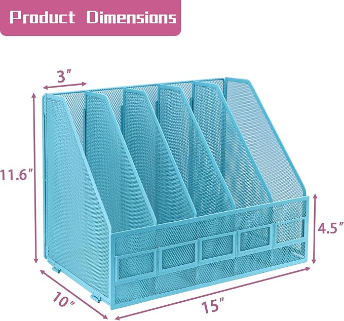 Desk Organizers, Metal Magazine File Holder - Image 2