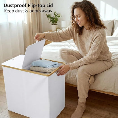 efluky Laundry Hamper with Lid, Double Laundry Basket with 2 Removable Bags - Image 4