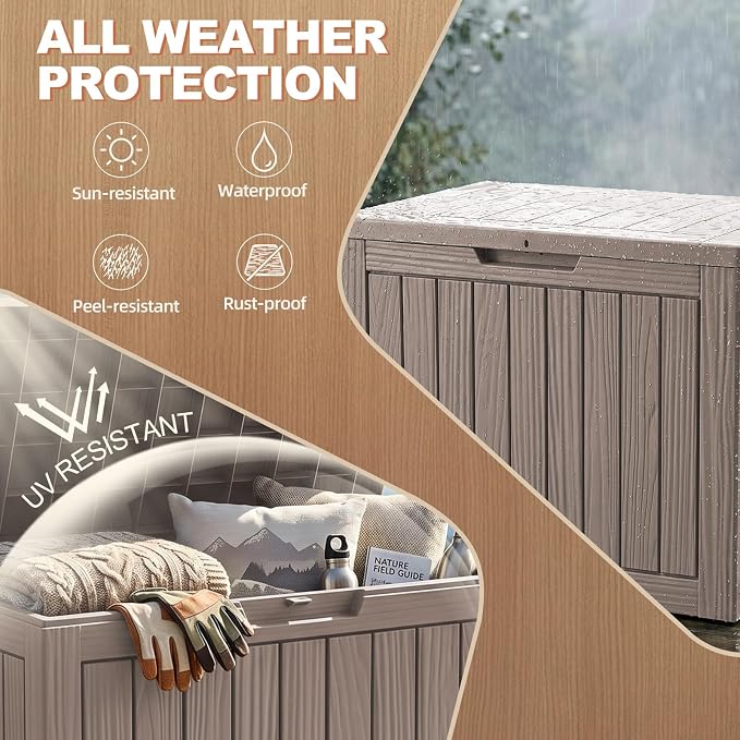 EFU Outdoor Storage Box 60 Gallon Deck Box Lockable UV Resistance Waterproof - Image 2