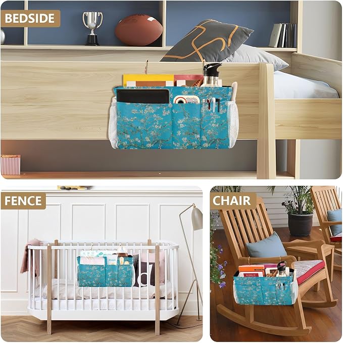 Bedside Caddy for Dorm Bed Bedside Hanging Caddy Bag Iron Frame Storage - Image 8