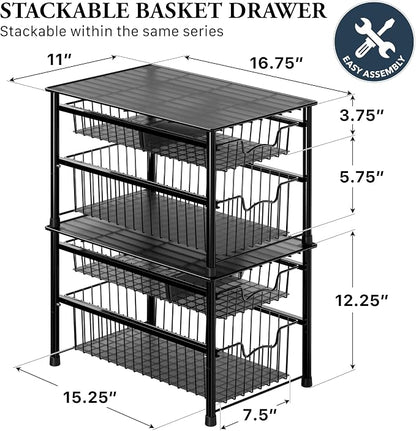 Simple Houseware Stackable Sliding Basket Organizer Drawer - Image 2