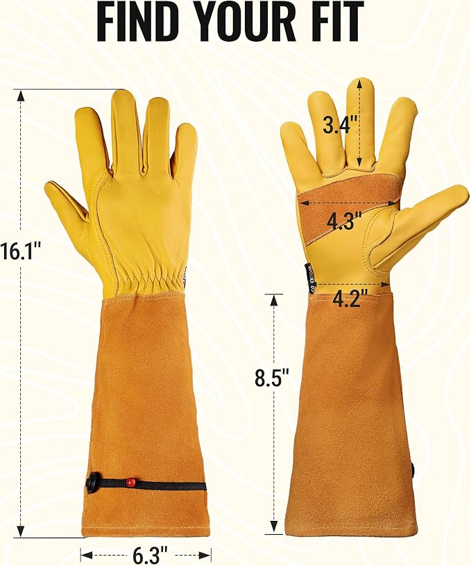 WORKPRO Gardening Gloves, Long Leather Garden Gloves - Image 2