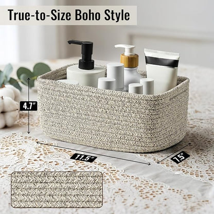 8 Pack Small Storage Baskets for Organizing, Woven Rope Bins for Bathroom - Image 2