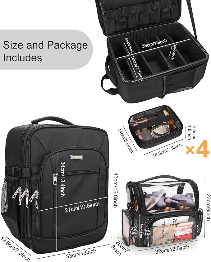 TANTO Makeup Backpack Extra Large Cosmetic Bags Professional Makeup Artist Bag - Image 5