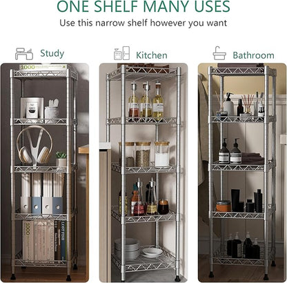 GIOTORENT 5 Tier Standing Shelving Metal Units, Adjustable Height Wire Shelf - Image 6
