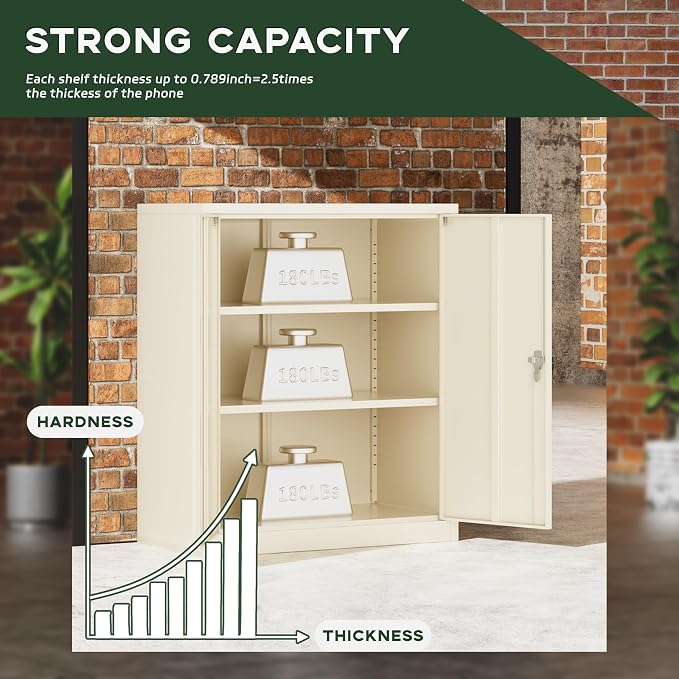 Greenvelly Metal Storage Cabinet, Lockable Storage Cabinets - Image 4