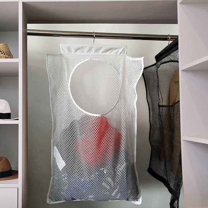Hanging Mesh Laundry Hamper Large Dirty Clothes Bag | Can Be Used Behind The - Image 6