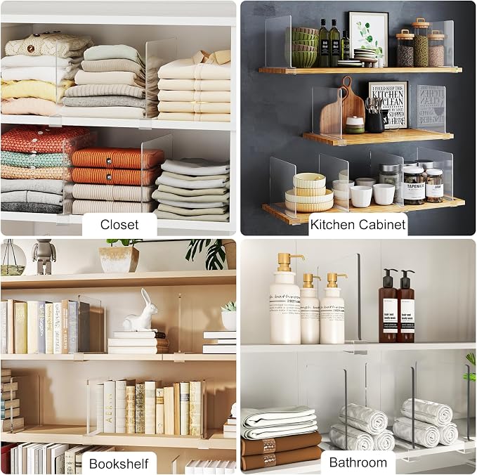 Purse Organizer for Closet Shelf Dividers: 16-Pack Adjustable Clear Acrylic Bag - Image 8
