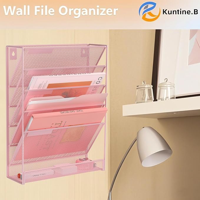 Kuntine.B Wall File Organizer Office Hanging Magazine Holder Wall File Organizer - Image 6