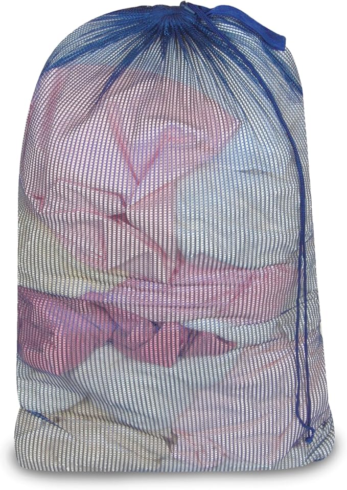 Smart Design Mesh Laundry Bag w/ Handle & Push Lock Drawstring by PROMART