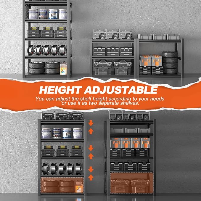 Metal Garage Shelving Unit, Heavy Duty Adjustable Industrial Storage Shelves - Image 5
