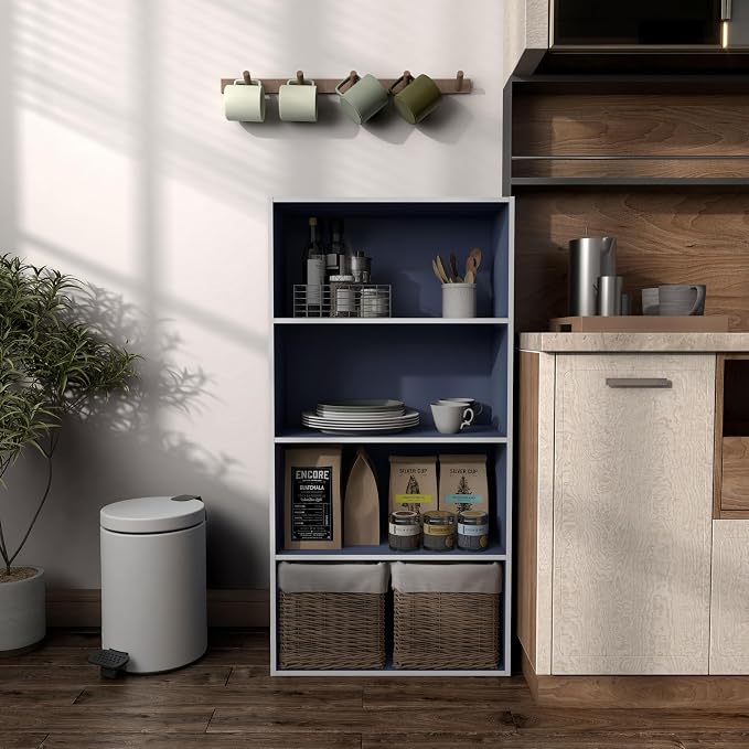 Homes: Inside + Out Apexa 4-Tier Cube Storage Organizer Shelves, Stackable Wood - Image 2