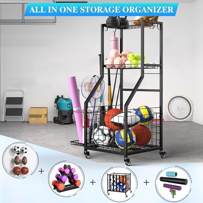 Sports Equipment Garage Organizer, Garage Ball Storage Rack - Image 2