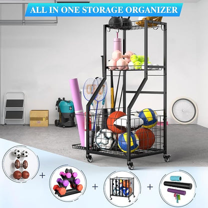 Sports Equipment Garage Organizer, Garage Ball Storage Rack - Image 2