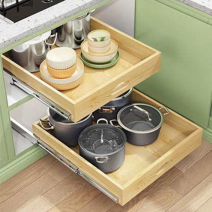 Pull Out Cabinet Organizer, Soft Close Wooden Slide Out Drawers by Kitstorack