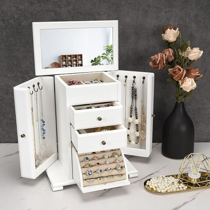 Emfogo Jewelry Box for Women, Rustic Wooden Jewelry Boxes & Organizers - Image 2