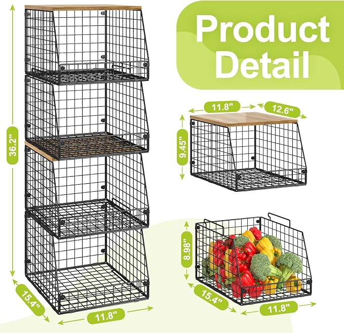 Jakyitvi 4 Pack Stackable Wire Baskets - Image 6