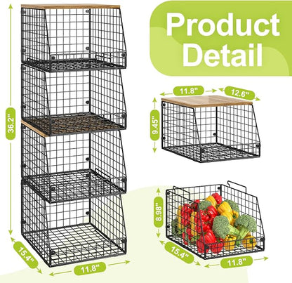 Jakyitvi 4 Pack Stackable Wire Baskets - Image 6