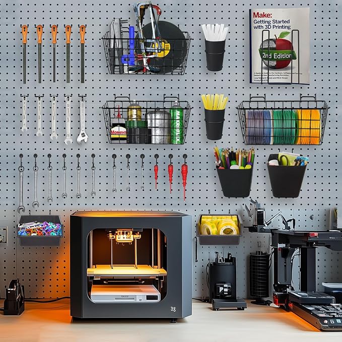 Pegboard Basket Organizers, Peg Board Large Baskets Hooks Bins Cups Tool - Image 8
