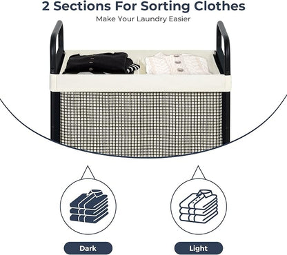 STO STO Laundry Hamper 2 Section, 100L Rolling Laundry Sorter Cart - Image 5