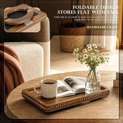 Acacia Wood Couch Tray with Beaded Edge - Image 4