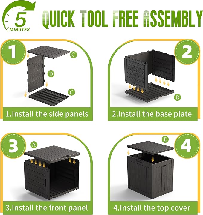 Vixzen 35 Gallon Deck Boxes Outdoor Waterproof, Lockable Resin Storage Box - Image 7