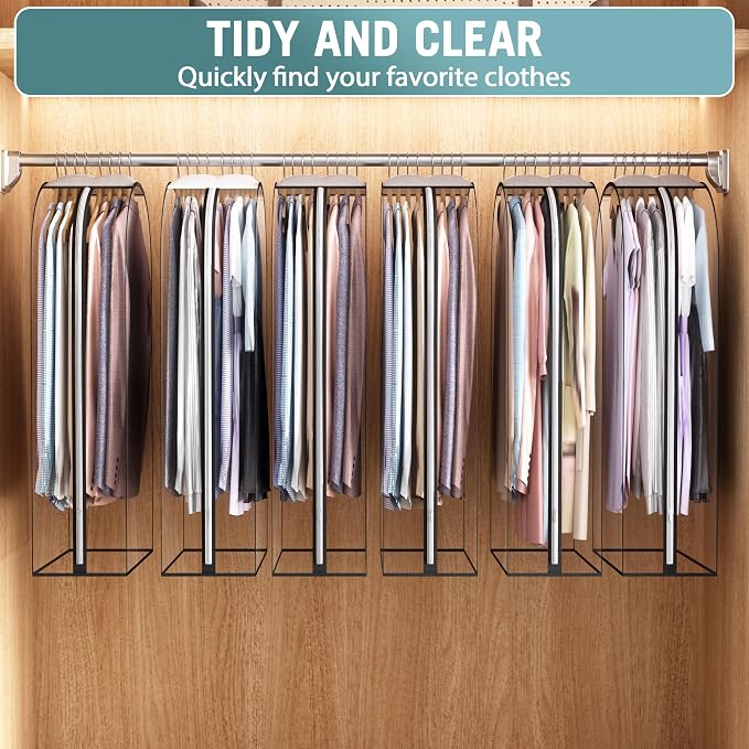 Liuoud Clear Garment Bag for Hanging Clothes 10” Gusseted, 32” Suit Bags for - Image 6