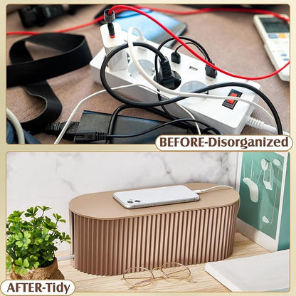 Marsui 2 Pcs Light Coffee Cable Management Organizer Box - Image 6