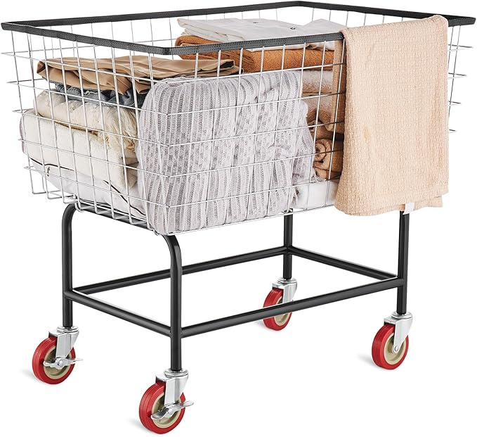 VEVOR Wire Laundry Cart, 3.8Bushel Wire Laundry Basket by VEVOR