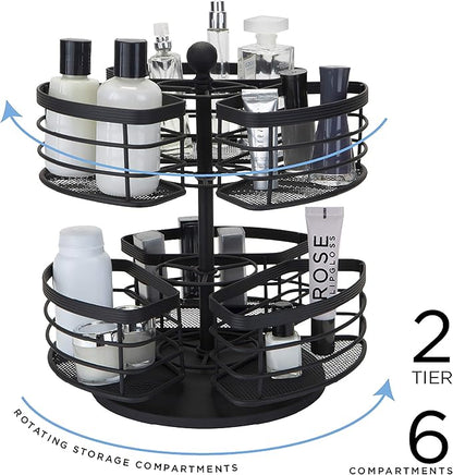 Bath Bliss 2 Tier Carousel Vanity Storage Organizer, Under Cabinet, Dresser Top - Image 2