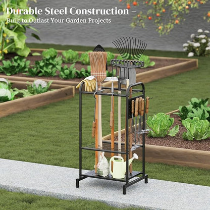 Garden Tool Organizer with Hooks Yard Tool Rack Heavy Duty Steel Yard Tool - Image 7