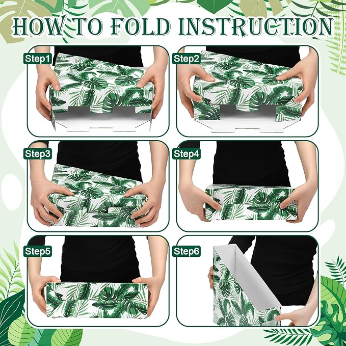 Monstera Magazine File Holder Decorative Set of 4 | Foldable Magazine Storage - Image 3