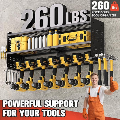 Large Power Tool Organizer Wall Mount, 3-Tier Heavy Duty Metal Loads 260 lbs - Image 2
