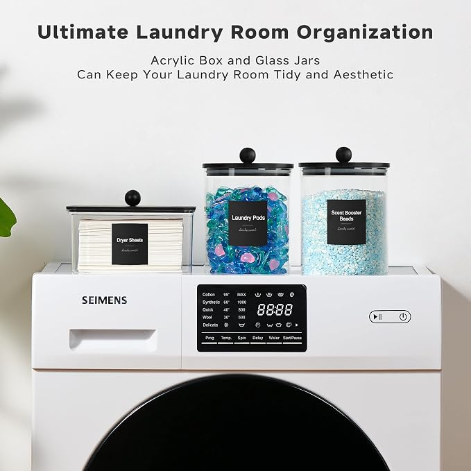 Glass Laundry Pods Container & Acrylic Dryer Sheet Holder - Image 6