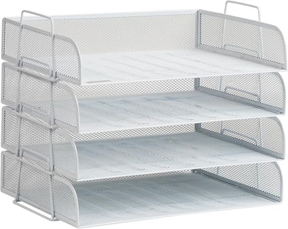Mind Reader Stackable Paper Tray, Desktop Organizer, File Storage, Metal Mesh - Image 7