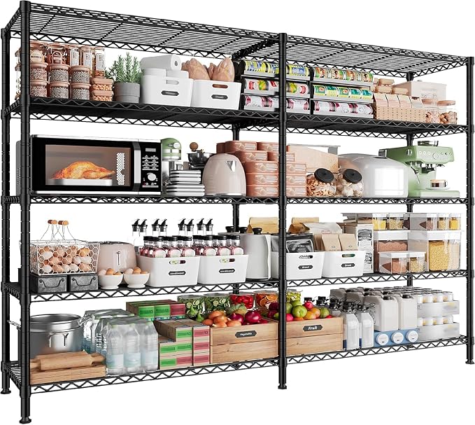 72.4''H Storage Shelves Metal Shelving Unit Load 1500LBS, 5 Tier Wire Shelving by REIBII