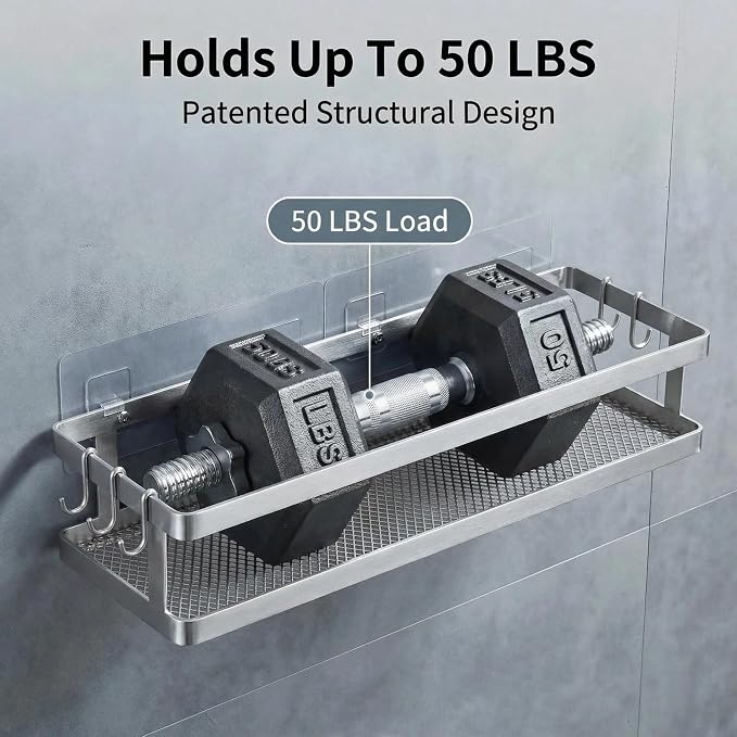 PUSDON 5-in-1 16.5" Extra Long Kitchen Organizer & Shower Caddy Set, Wall Mount - Image 5