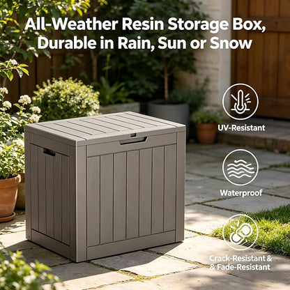 34 Gallon Outdoor Storage Box, Resin Deck Box Waterproof, Raised Bottom Outside - Image 6
